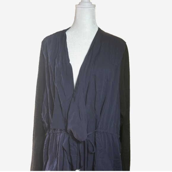 City Chic Navy Blue and Black Long Sleeve Jacket with Drawstring Waist, 18/20 - Picture 4 of 10